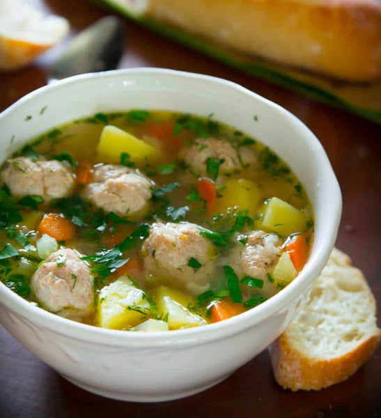 Homemade Chicken meatballs soup