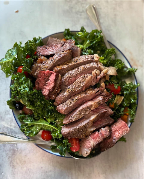 steak and kale salad