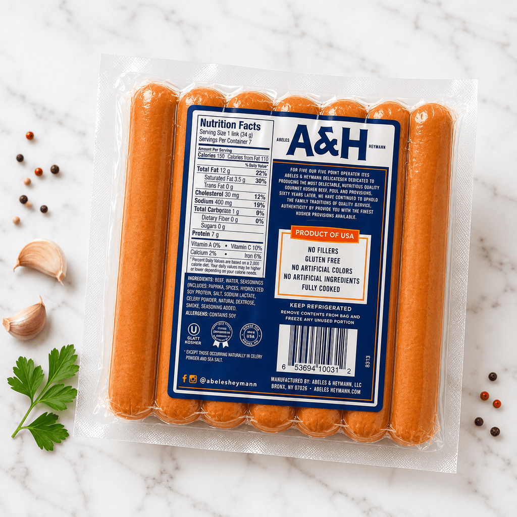 A&H Uncured No Nitrate Added Beef Hot Dog Franks 12 OZ. - CARNICERY