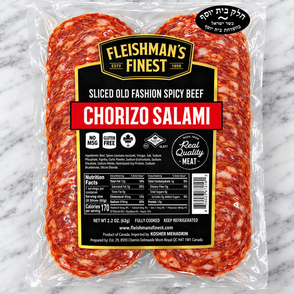 Fleishman's Sliced Spicy Chorizo Salami - CARNICERY