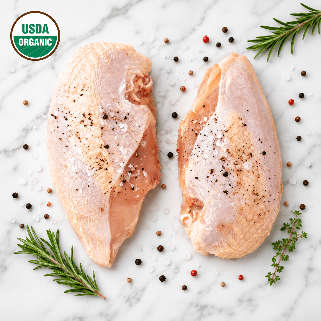 Organic Chicken Breast Bone - In & Skin - On. Free Range - CARNICERY