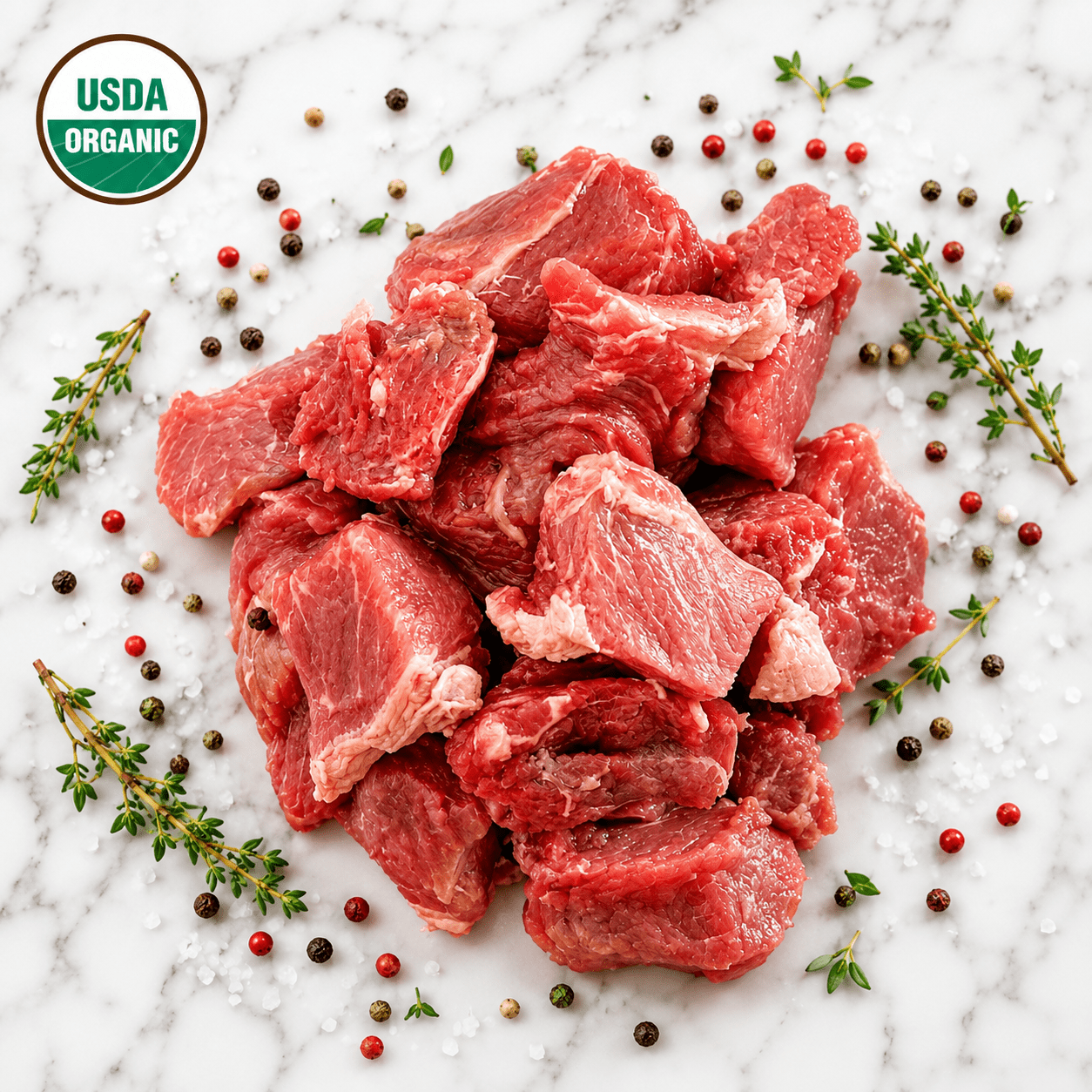 Organic Stew Meat from Chuck Eye 100% Grass Fed - CARNICERY